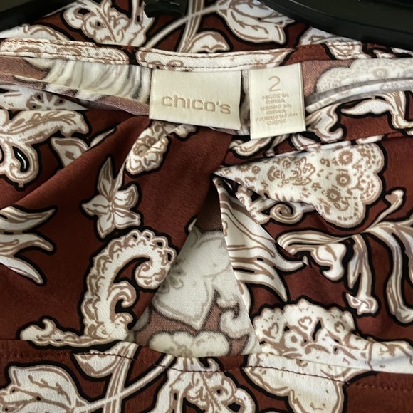 Chico’s brown, tan and white floral tunic - Size L - Chico’s Size 2 - Picture 6 of 6